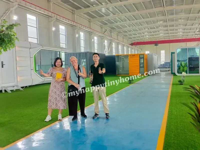 I am thinking about starting a business importing Container houses so I came to China to view their factory. I was warmly welcomed by Sally & Mark.— Carolyn H. from Australia